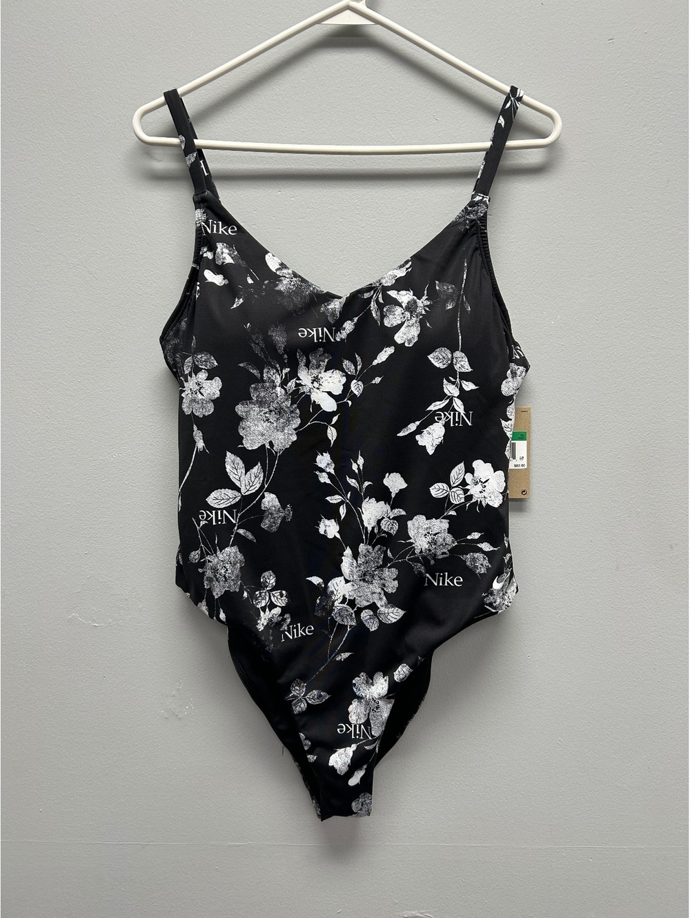 Nike Women's Black and White Floral Print One Piece Swimsuit